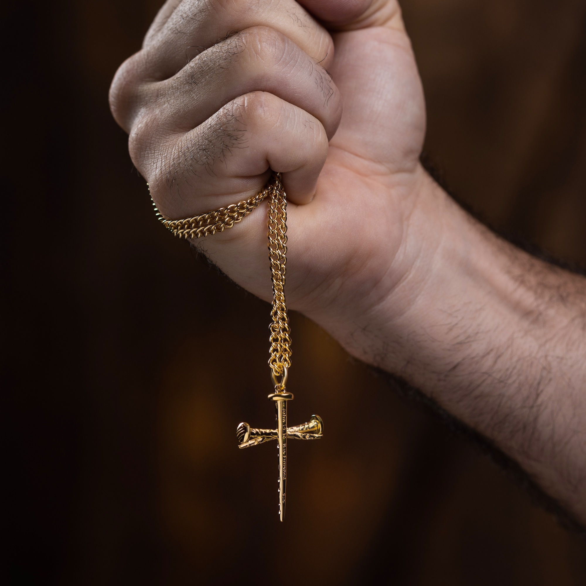 mens-gold- christian-jewelry- scripture.jpg Shields of Strength men's gold-plated Christian jewelry engraved with Scripture
