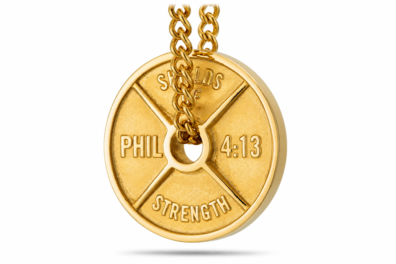 gold-christian- fitness-jewelry.jpg Shields of Strength gold Christian fitness jewelry with Scripture engravings